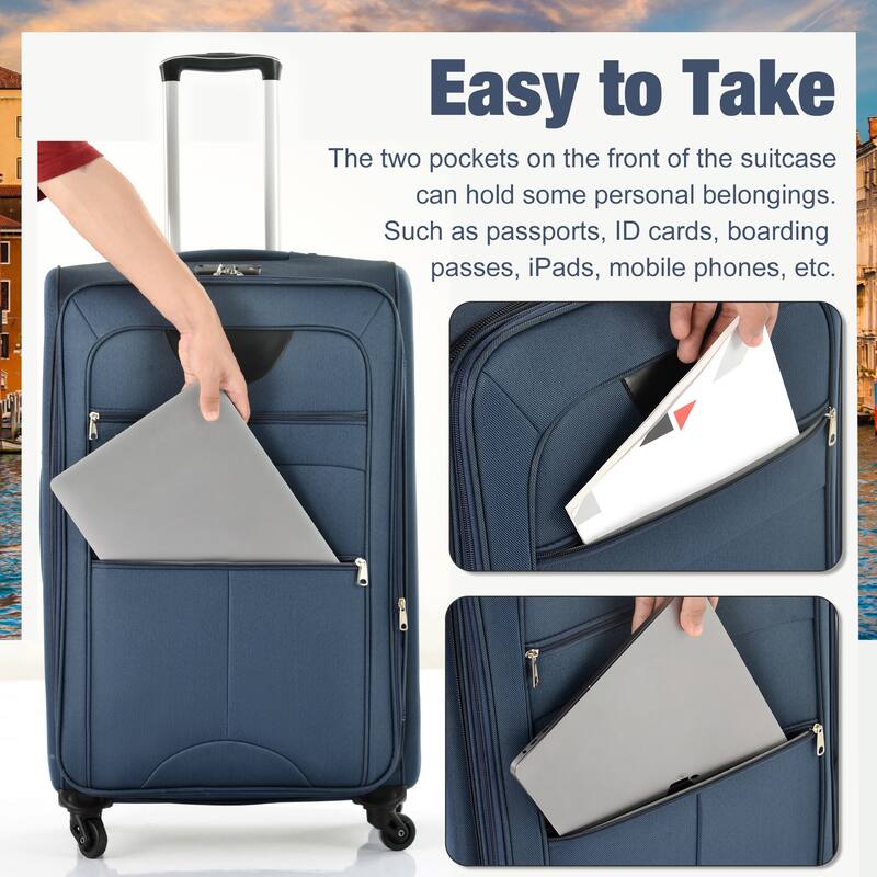 Softside Luggage Set with Expandable Suitcases, Duffel Bag, and TSA Lock, 4 Multi-Directional Spinner Wheels (20/24/28in)