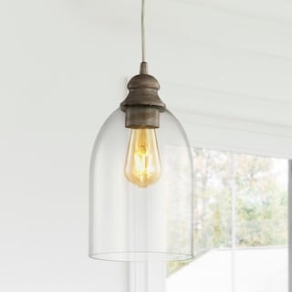 Ira 6.25" Adjustable Greige Glass LED Pendant, Grey/Clear by JONATHAN  Y