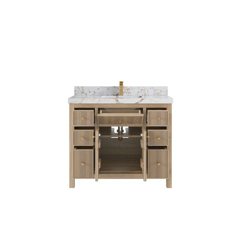 Willow Collections 42 in. W x 22 in. D Sonoma Teak Single Sink Bathroom Vanity with Countertop