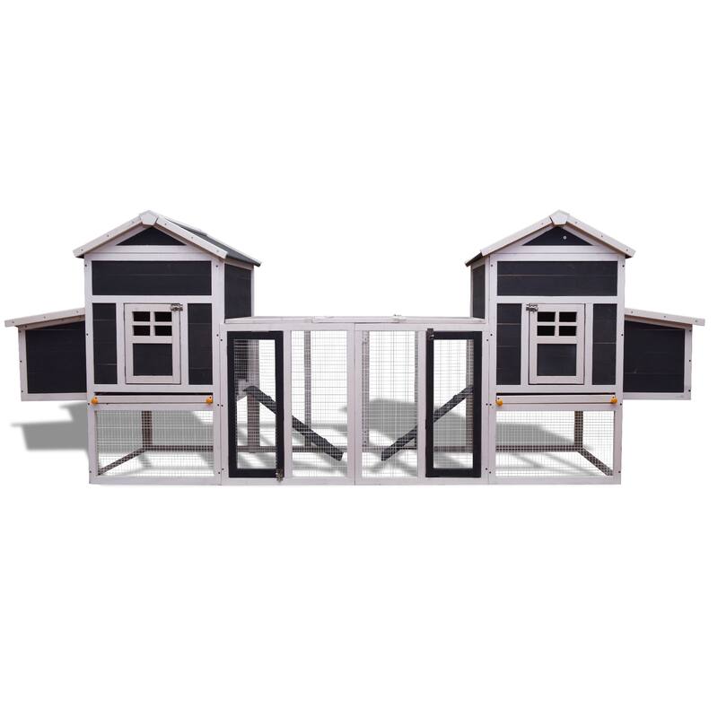 Wooden Chicken Coop Bunny Hutch with Door, Removable Ramp