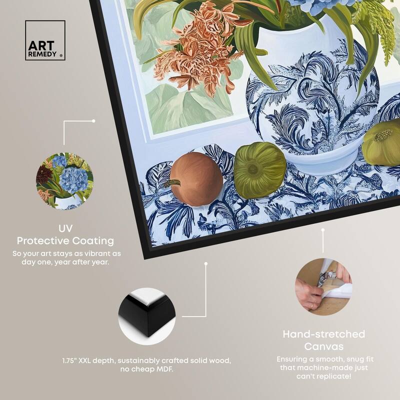 Blue Vase Bounty Canvas by Art Remedy