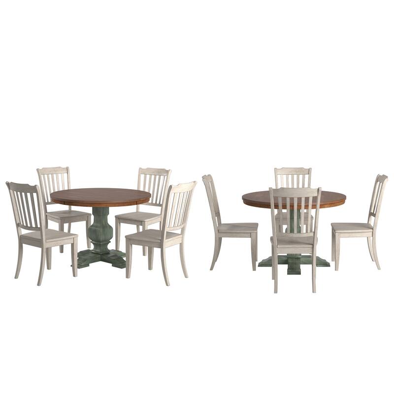 Ronda 45" Round Solid Wood Top Dining Set with Spindle Back Chairs