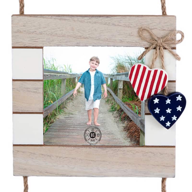 4"x 6"Hanging 21.5L" Red White and Blue Patriotic 4x6 4th of July Frame 3 Piece Picture Frame