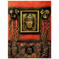 Gold Orange Abstract 3d Buddha Wall Art Hanging Tapestry 32