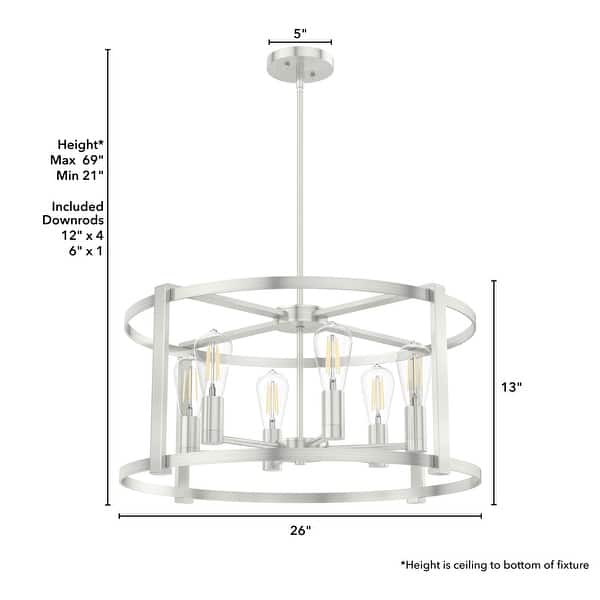 Hunter 26" Astwood 6-Light Chandelier - Dining Room, Kitchen Table, Entry - Art Deco, Transitional