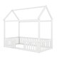 preview thumbnail 9 of 8, Twin Size Wood House Bed with Fence and Door,Roof