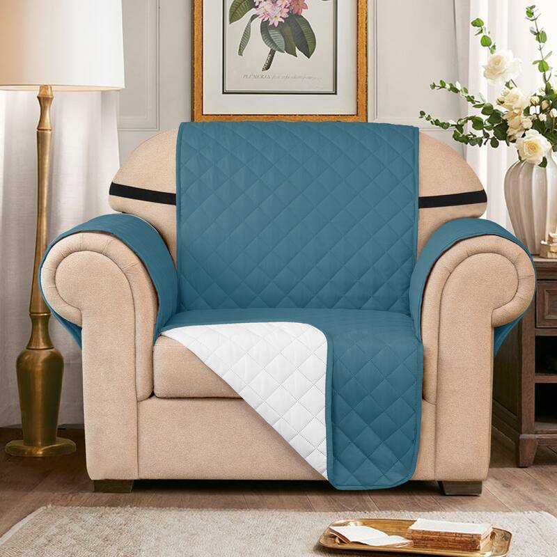 Subrtex Reversible Sofa Couch Cover Quilted Slipcover Furniture Protector - Chair - Blue
