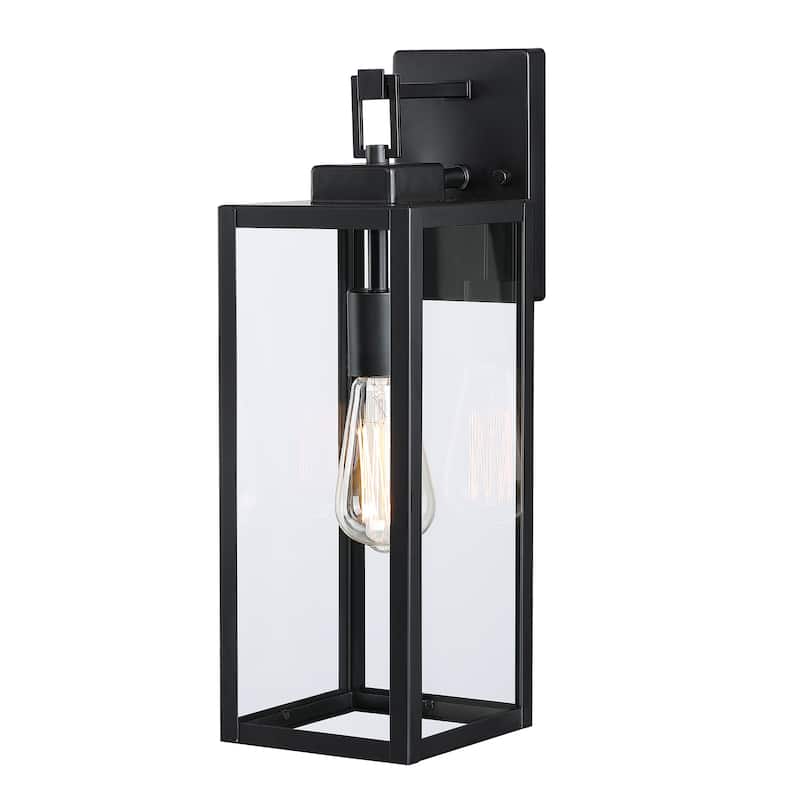 2-pack 1-Light 18 inch Matte Black Outdoor Wall Lantern with Clear Glass Shade(dusk to dawn could be chosen)