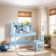 preview thumbnail 17 of 21, Solid Wood Classic Children's Desk and Chair Set, White, with Bookshelf and Drawers, Compact Multi-Storage, Safe Design