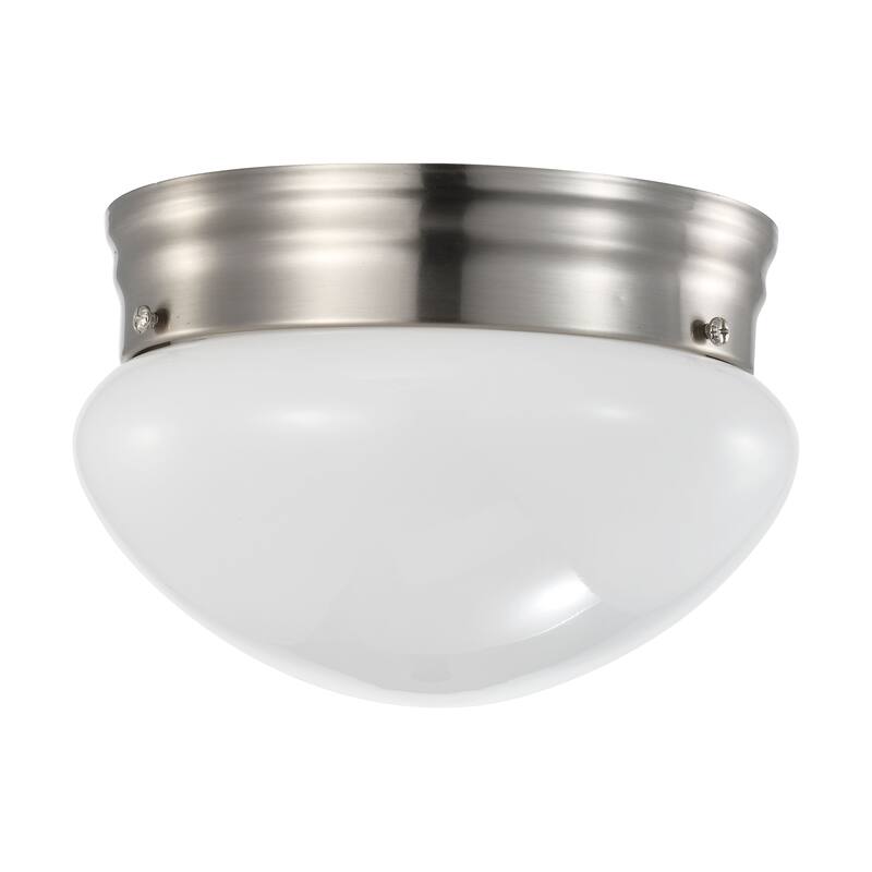 12 Watt 7 inch LED Flush Mount Fixture 3000K Dimmable Brushed Nickel Frosted Glass - Brushed Nickel