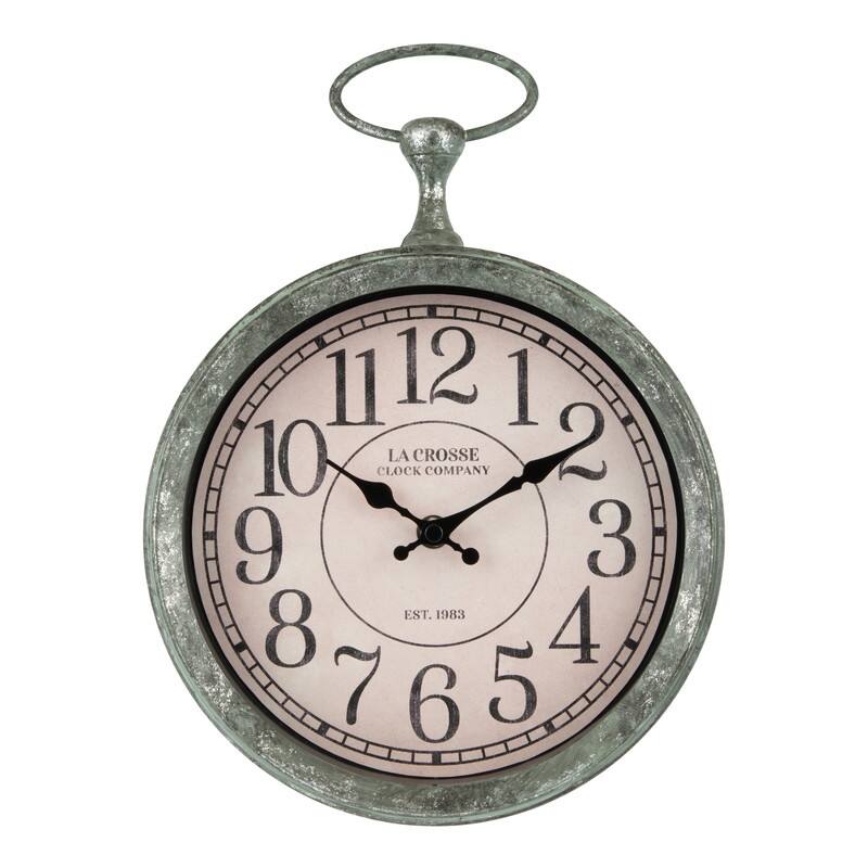 La Crosse 404-3828 9-inch Round Pocket Watch Quartz Analog Wall Clock