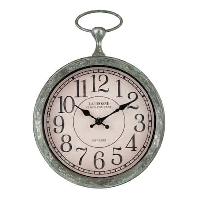 La Crosse 404-3828 9-inch Round Pocket Watch Quartz Analog Wall Clock