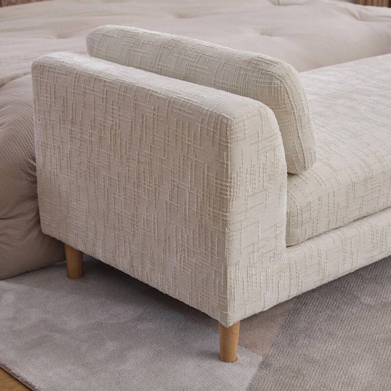 Modern fabric bedside bench with armrests