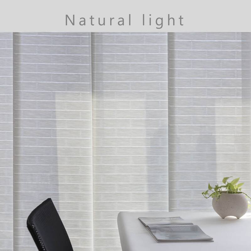 GoDear Design Light Filtering Natural Woven Adjustable Sliding Panel Track, Vertical Blinds, Minimalist, 45.8"- 86" W x 96" L