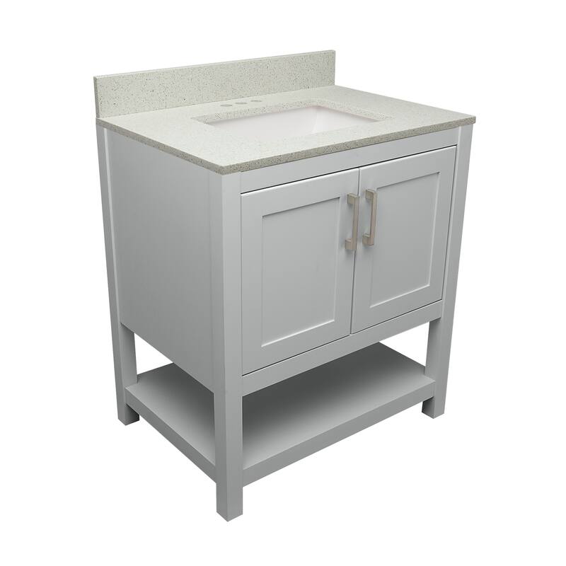 Taos 31" Bathroom Vanity with Cultured Marble Vanity Top Sink in White with White Basin
