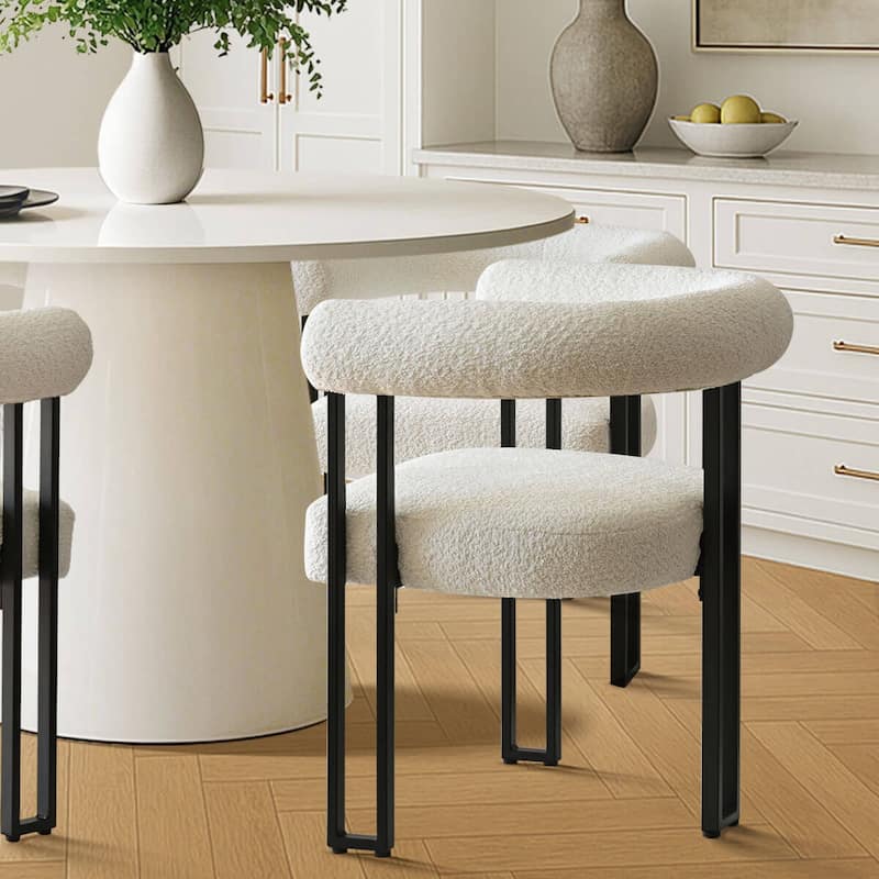 Boucle Upholstered Arm Chair(Set of 4)