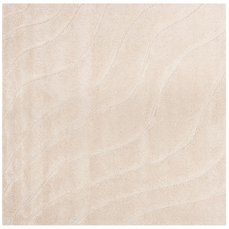 SAFAVIEH Florida Shag Hervor Soft Serene Waves 1.2-inch Thick Rug - 6'7" Square - Creme - Square