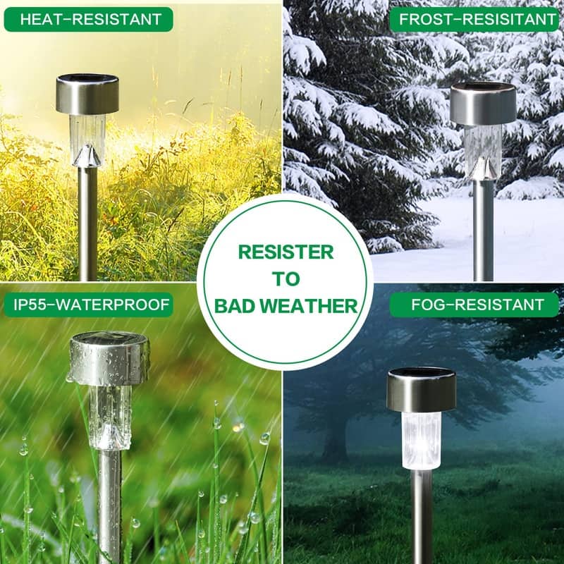 AUBVERCSolar 12 Pack Stainless Steel Solar Lights Outdoor Waterproof LED Landscape Lighting Solar Walkway Lights - 12 Pack