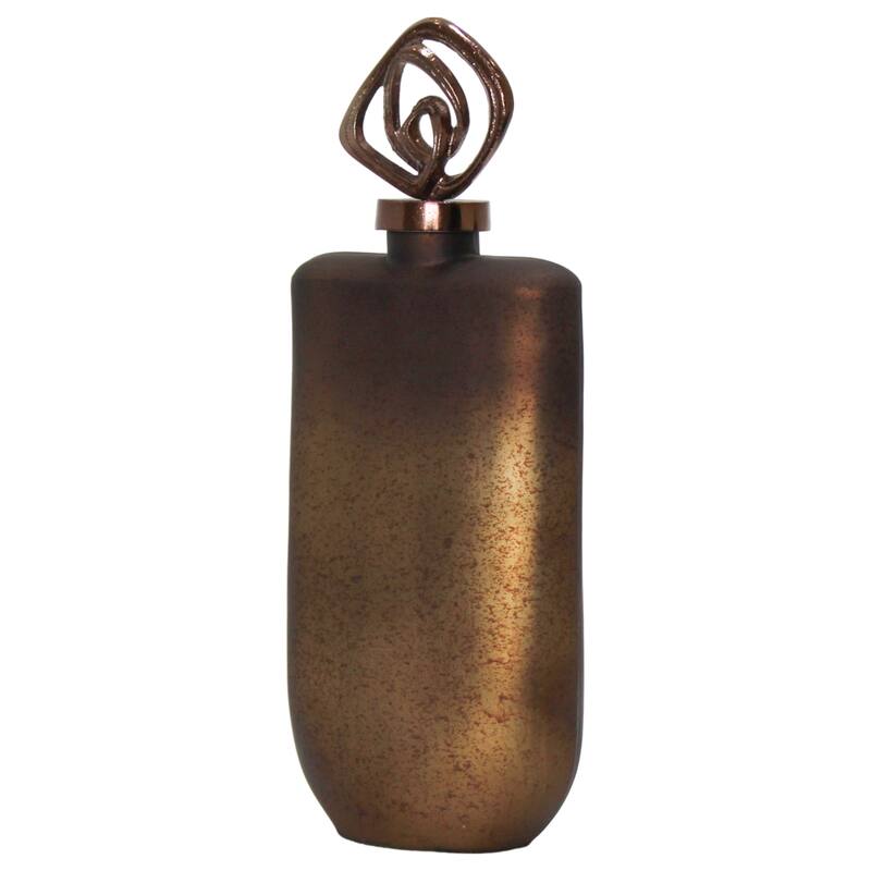 Glass Vase with Aluminum Swirl Top Accent Modern Artistic Design