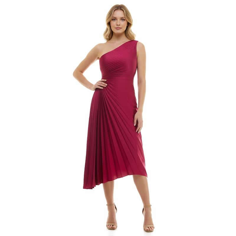 Nicole Miller Pleated One Shoulder Dress