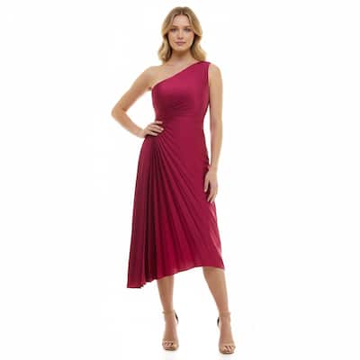Nicole Miller Pleated One Shoulder Dress