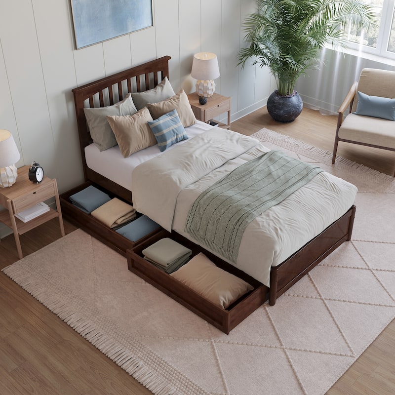 Everett Platform Bed with Panel Footboard and Storage Drawers