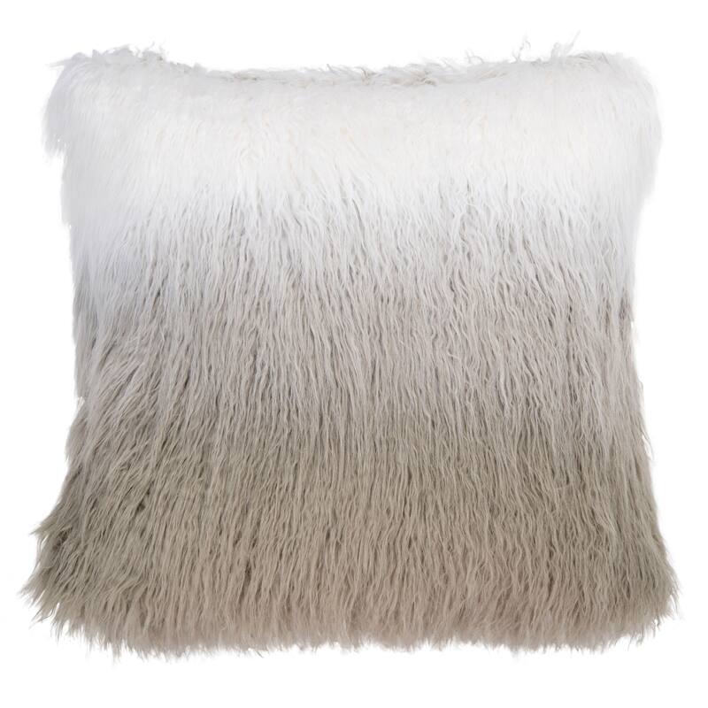 SAFAVIEH Heirloom Faux Flokati Decorative Pillow- Grey / White