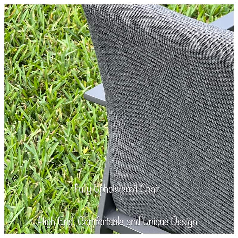 Tropea Dark Grey 11-Piece Aluminum Outdoor Dining Set with Sling Set in Midnight Grey - N/A