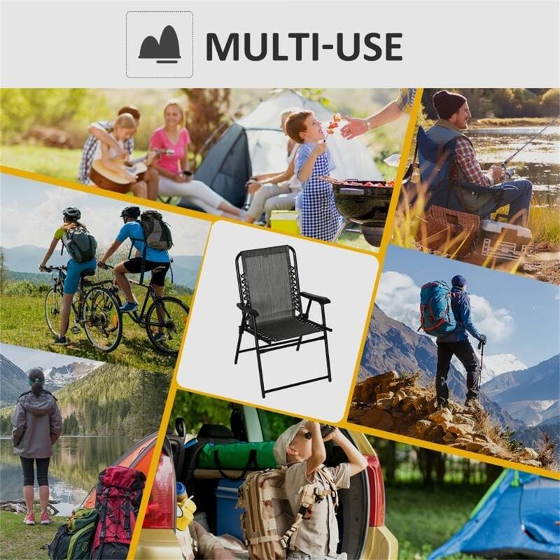 Mesh Fabric Outdoor Folding Chair with Armrest, Foldable and Steel