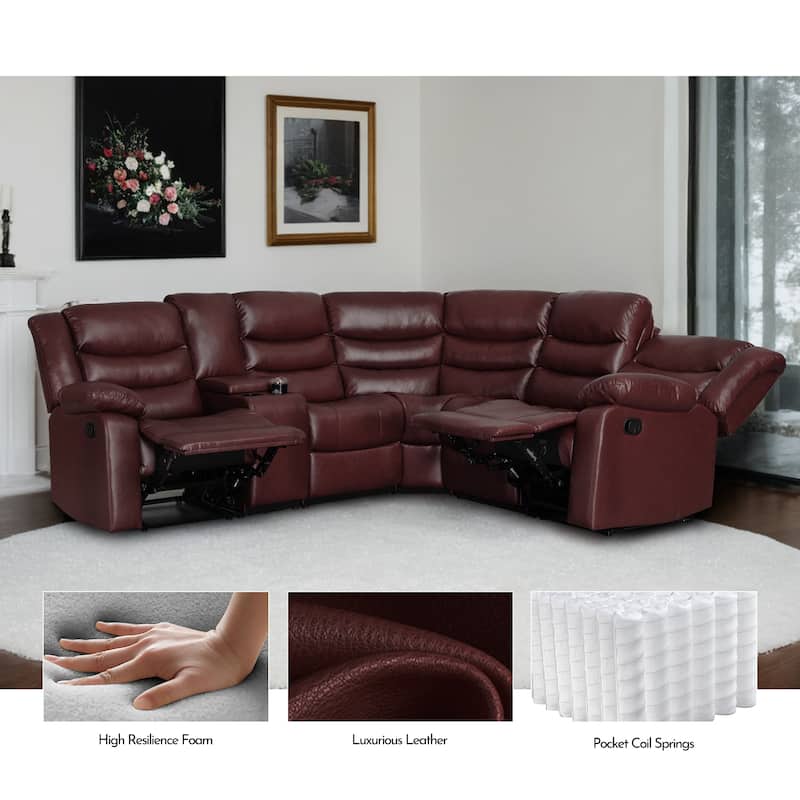 106'' Manual Reclining Modular Sectional Couch with 1 Console & 2 Cup Holders, Living Room/Office