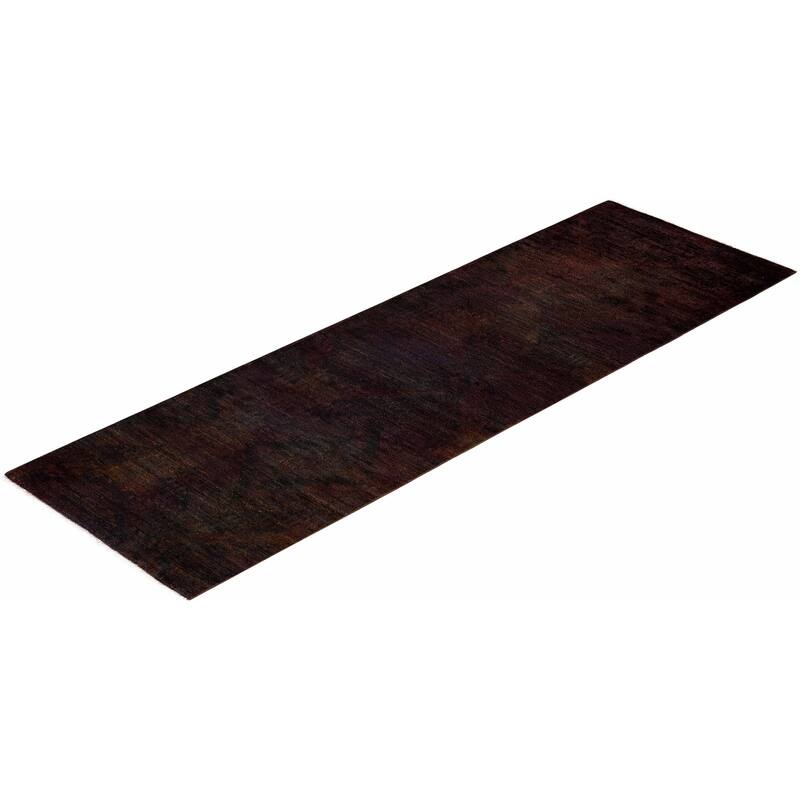 Overton Hand Knotted Wool Vintage Inspired Modern Contemporary Modern Brown Runner Rug - 2' 6" x 8' 2"