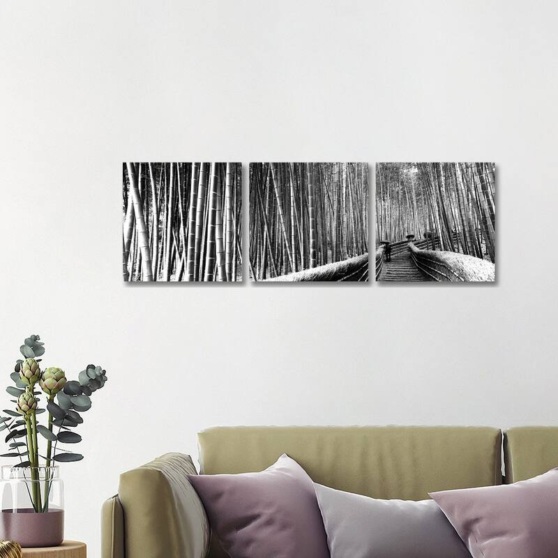 iCanvas "Stepped Walkway, Arashiyama, Kinki Region, Honshu, Japan" by Panoramic Images 3-Piece Canvas Wall Art Set - 16x48x1.5