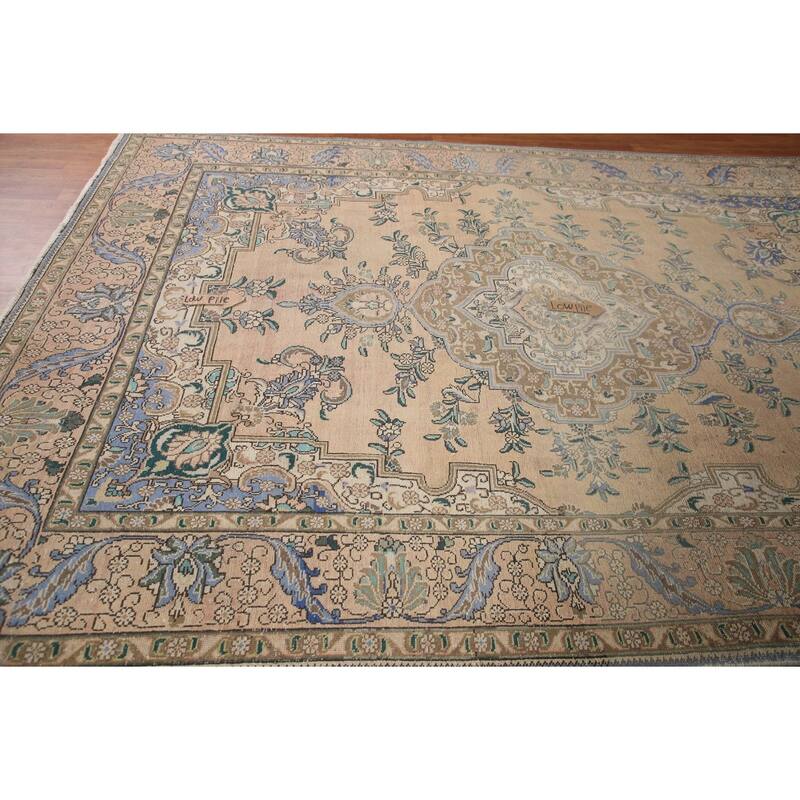 Pink Tabriz Persian Vintage Area Rug Hand-knotted Wool Carpet - 8'0" x 11'4"