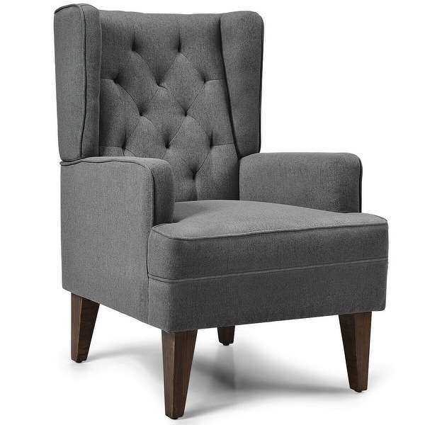 2 in 1 Tufted Rocking Chair-Gray