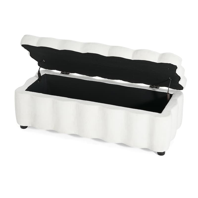 Christopher Knight Home - Milan Modern Velvet Storage Ottoman with Scalloped Design