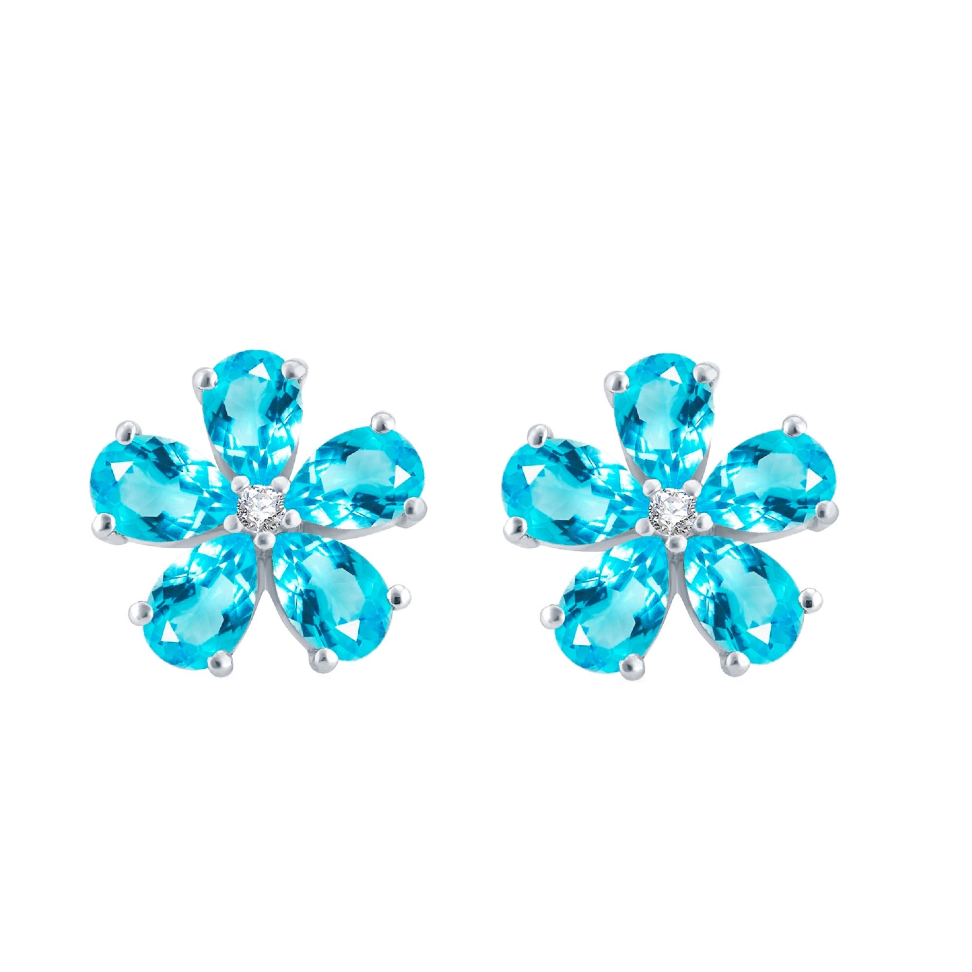 Sterling Silver With Natural Sky Blue Topaz Flower Stud Earring On Sale Overstock