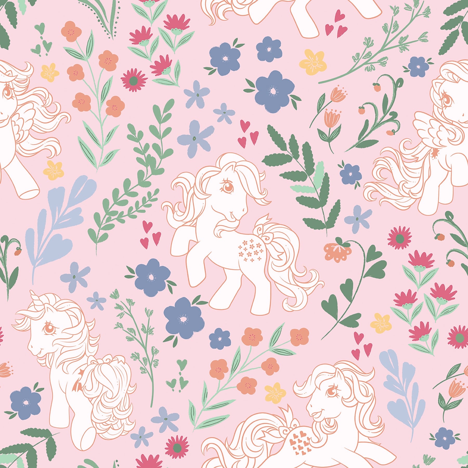 RoomMates My Little Pony Retro Floral Pink Peel and Stick Wallpaper