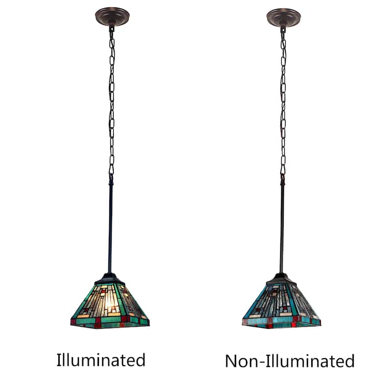Tiffany-Style Mission Design 1-light Dark Bronze Hanging Pendant
