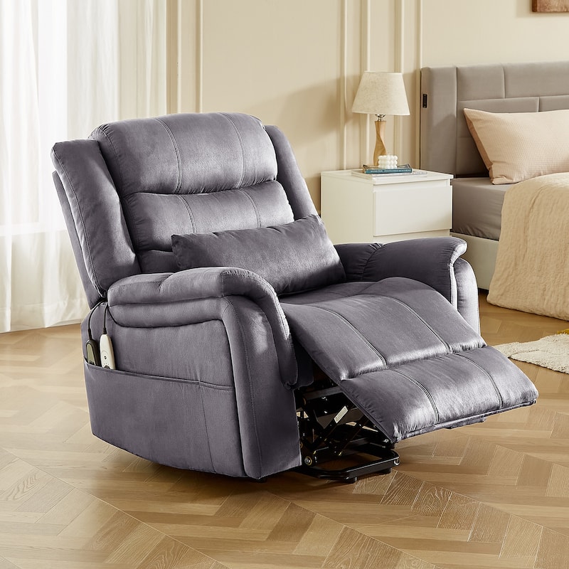 Bestier 37" Power Lift Recliner Chair With Massage and Heating, Electric Lift Recliner Single Sofa with Side Pockets for Elderly