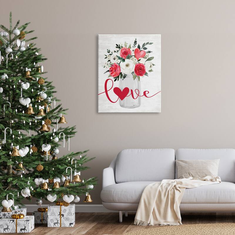 Stupell Floral Valentine's Love Bouquet Canvas Wall Art Design by Lettered and Lined