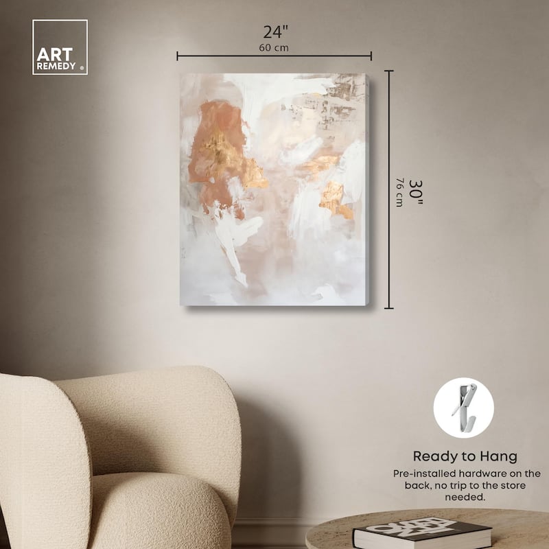 Gold-Trimmed Rose Quartz II Canvas by Art Remedy, Gallery Wrapped
