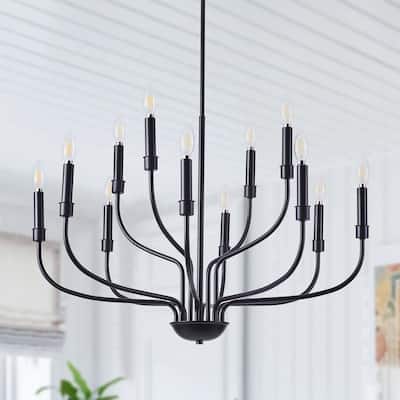 12-Lights Creative Candle Shape Dimmable Chandelier - 32.3"D×4.7"W×68.1"H (Adjustable)