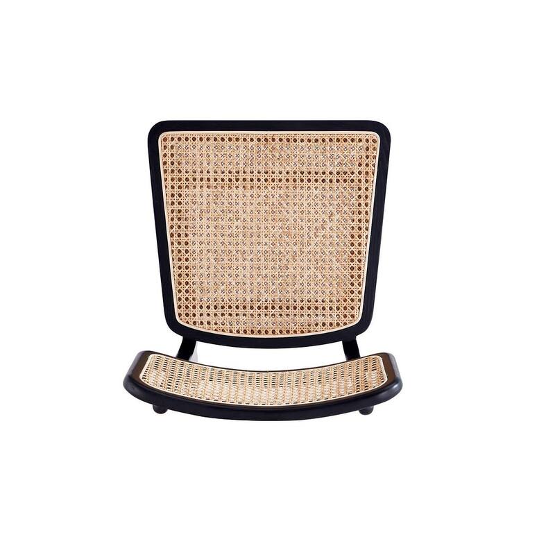 Manhattan Comfort Giverny Dining Chair in Black and Natural Cane - Set of 2