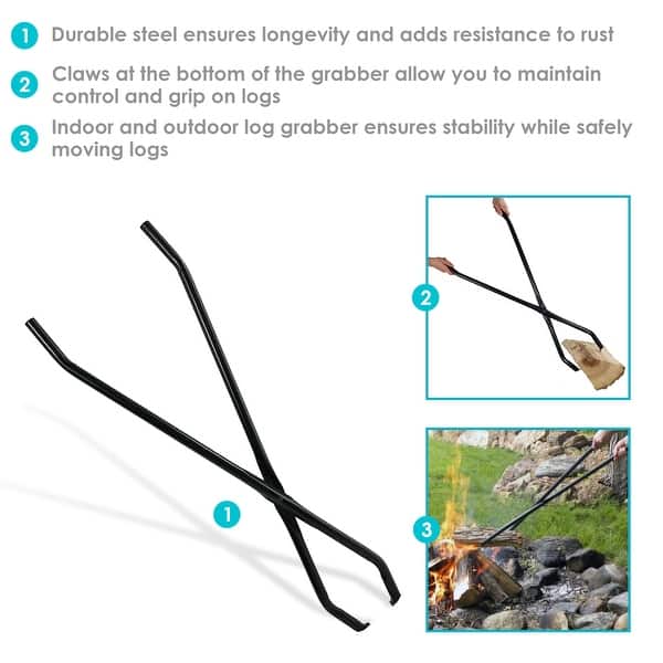 Sunnydaze Log Claw Tongs - Heavy-duty Metal Tool for Moving Firewood - 40 Sunnydaze Log Claw Tongs - Heavy-duty Metal Tool for Moving Firewood - 40