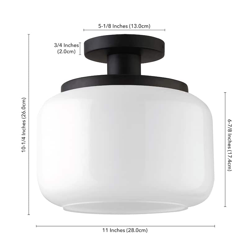 Tatum 11" Wide Semi Flush Mount with Glass Shade