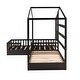 preview thumbnail 24 of 25, Twin Size Wood House Platform Bed, L-Shaped with Fence and Slatted Frame