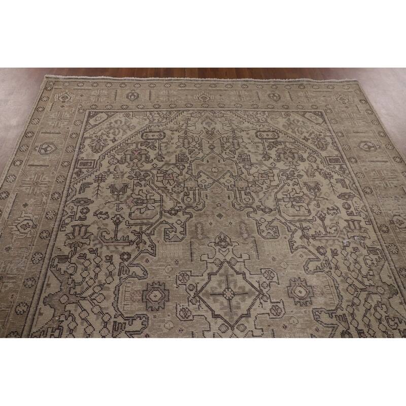 Distressed Tabriz Persian Vintage Rug Handmade Traditional Wool Carpet - 6'5"x 9'2"
