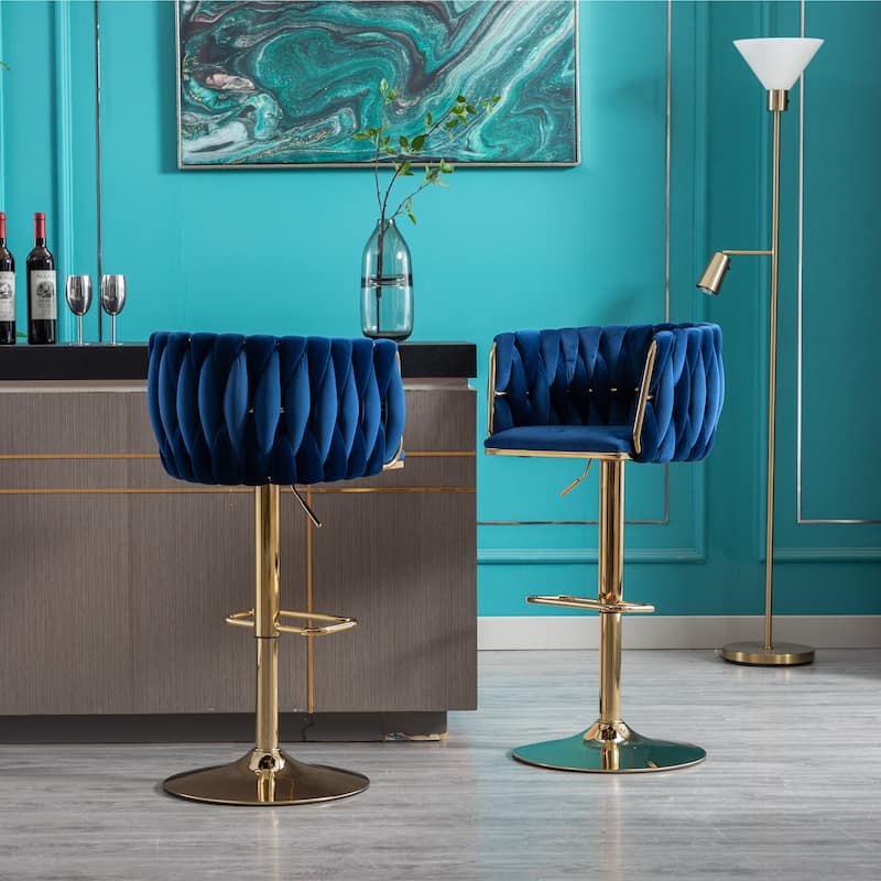 Counter Height Bar Stools Set of 2, Swivel Armless Chairs with Height Adjustable, Kitchen Island Chairs with Chrome Footrest