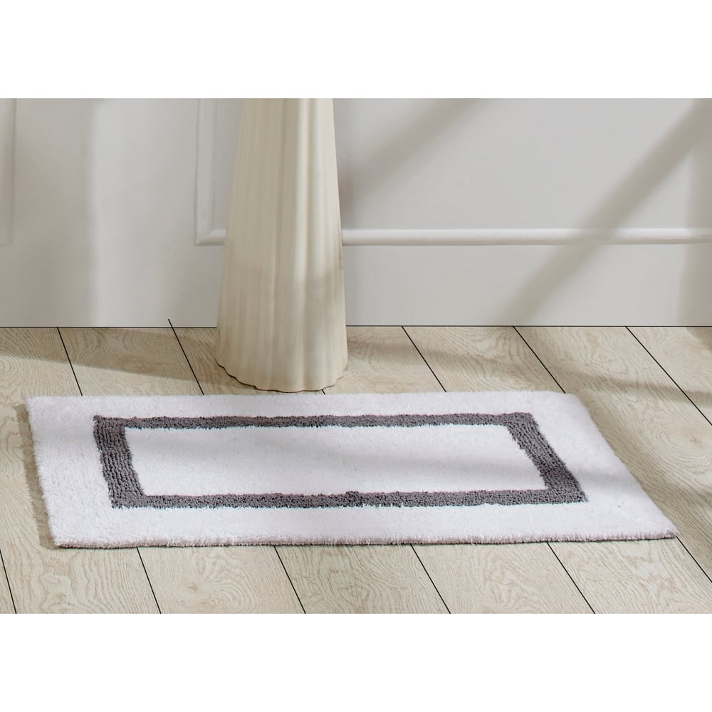 Better Trends Hotel Collection in Race Track 100% Cotton Super Absorbent Reversible Double Sided Machine Washable Bath Mat Rug