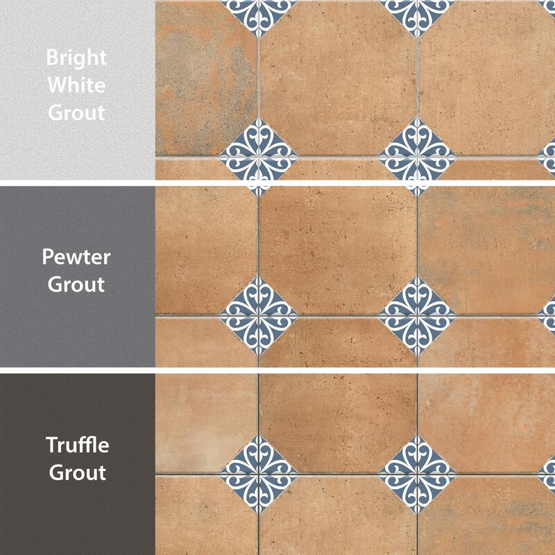 Merola Tile Degas Teja with Blue Deco 8-7/8" x 8-7/8" Porcelain Floor and Wall Tile